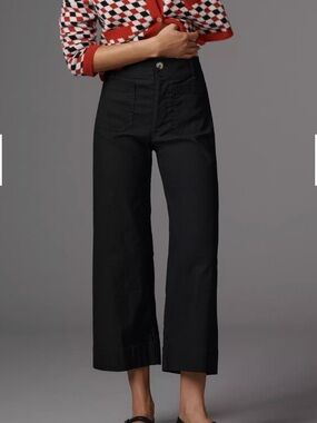 Anthropologie Maeve Colette Crop Wide Leg Pants- Black size 30